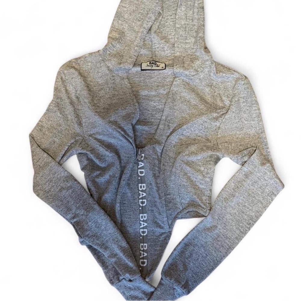 Bad Society Club Gray Women's Crop Top Hoodie